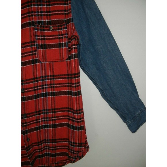 Modern Amusement Men's Shirt Size Large Casual Plaid Button Down Flannel Denim - Picture 2 of 5